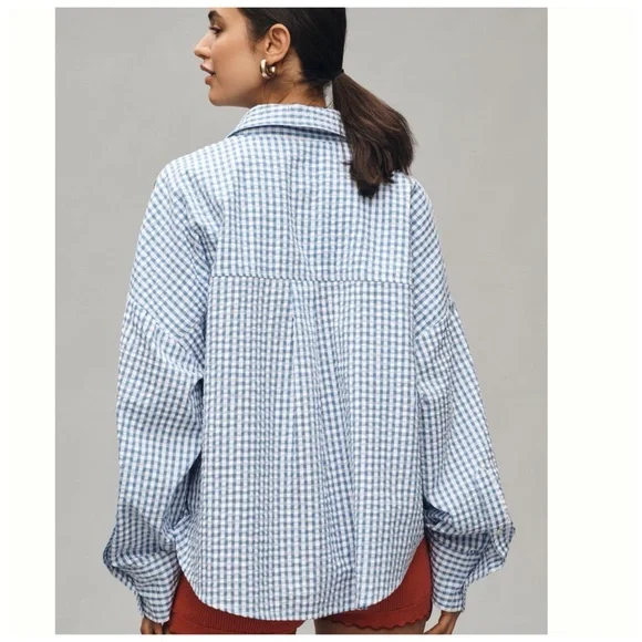 NWT Anthropologie Maeve Long-Sleeve Patchwork Tea Towel Buttondown Shirt 2X - Picture 3 of 17